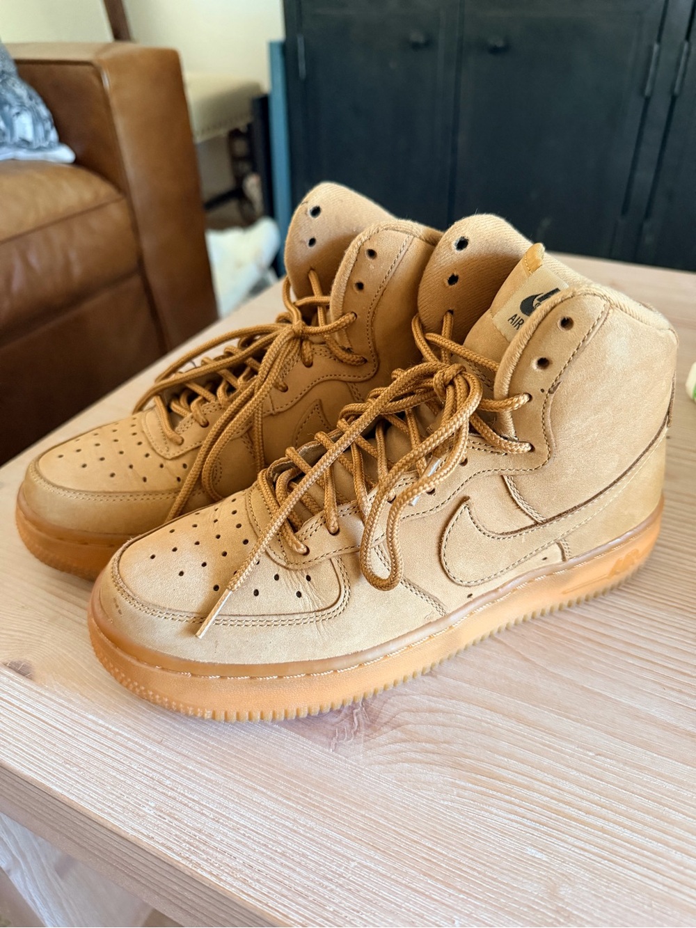 Nike Air Force 1 Sneakers in Wheat/Tan Suede